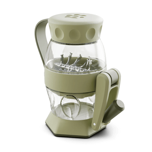 The Crumblr -- a grinder, aerator, storage  plus humidor -- on a transparent background.